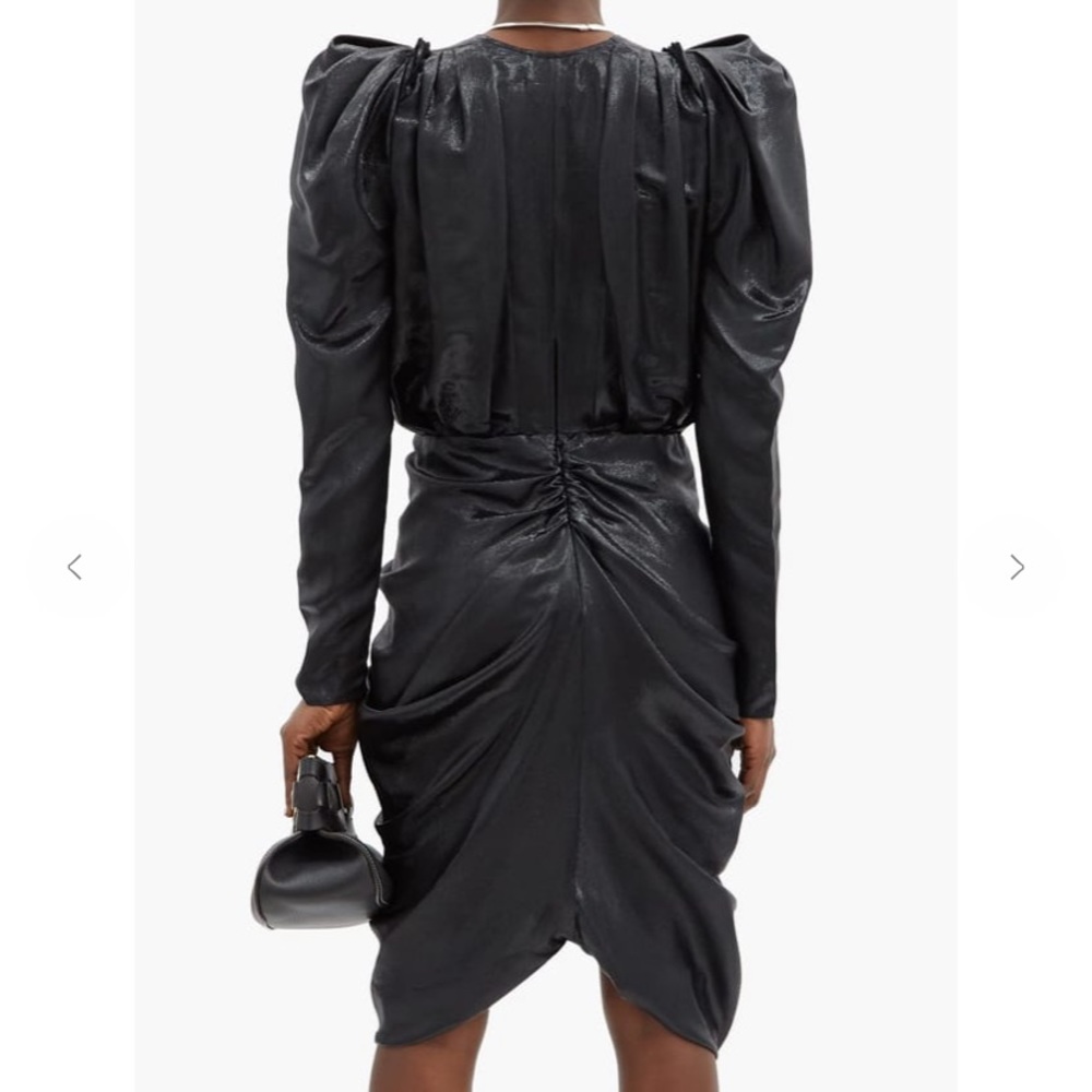 NEW Isabel Marant Issolya dress puff sleeve draped black dress - Picture 2 of 10